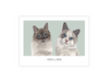 Laden Sie das Bild in den Galerie-Viewer, Huisdier portret groen zonder lijst en met twee katten